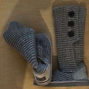 UGG Charcoal Knit Button Boots